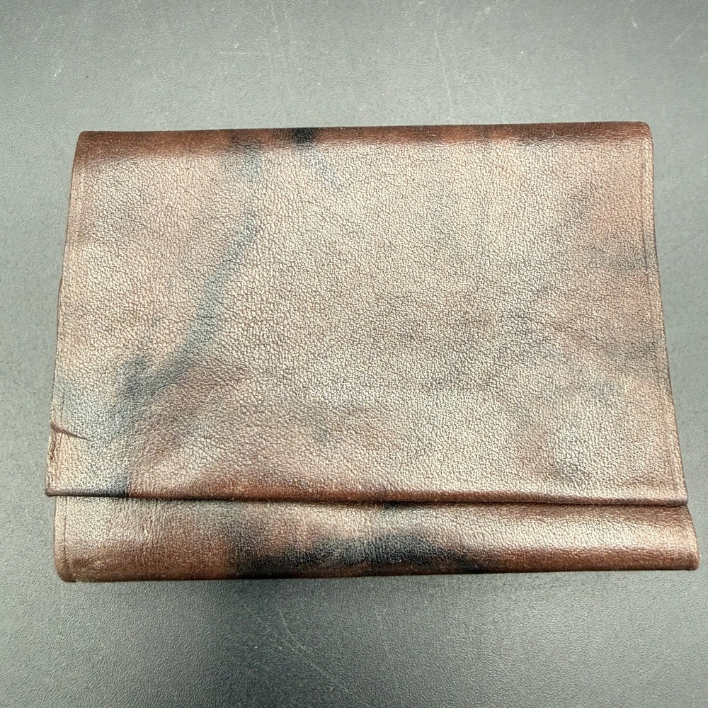 Vintage Rolfs Cowhide Leather Key Case Brown Marbled 6 Hook Tri-fold Wallet